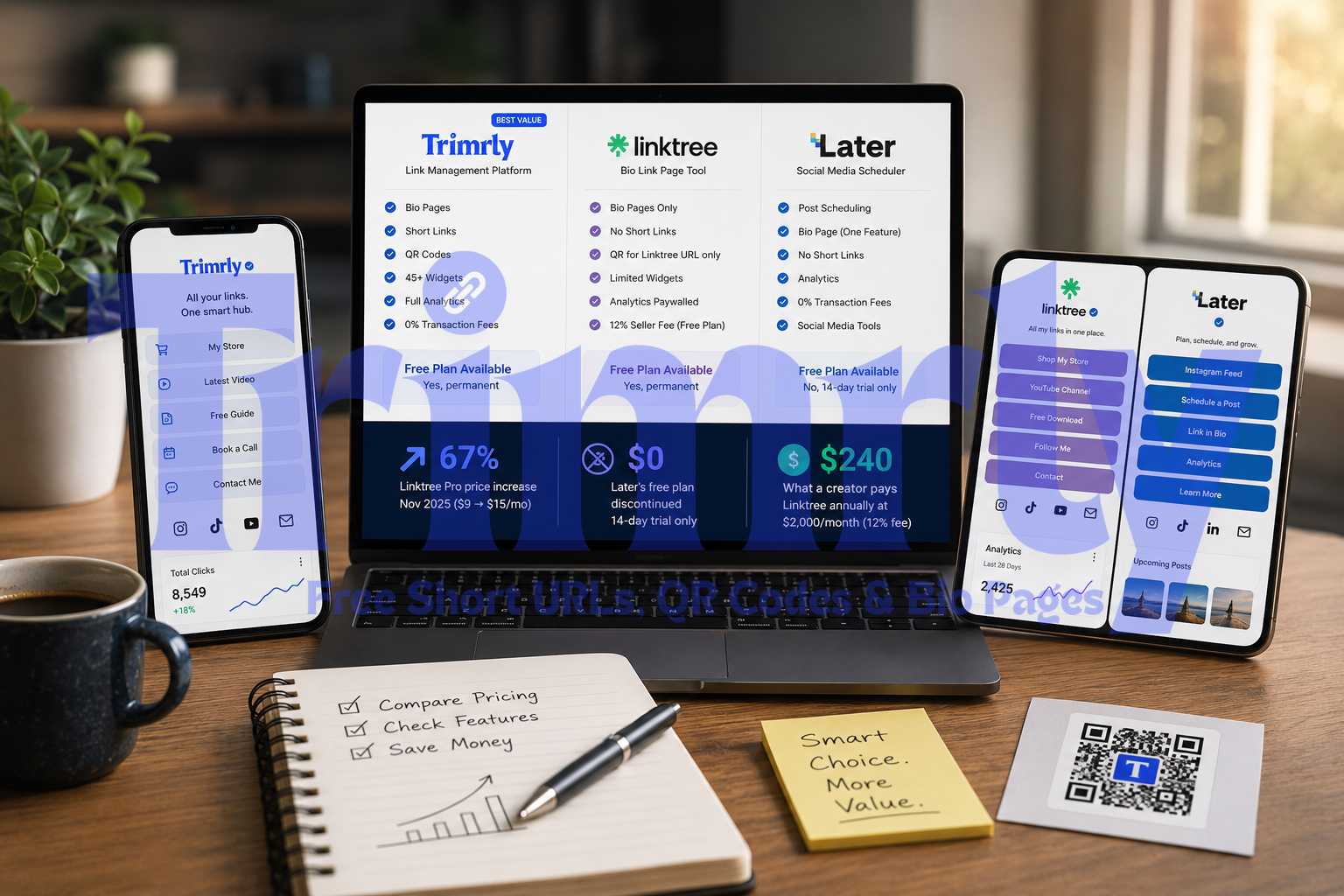 Trimrly vs Linktree vs Later: Pricing Comparison (2026)
